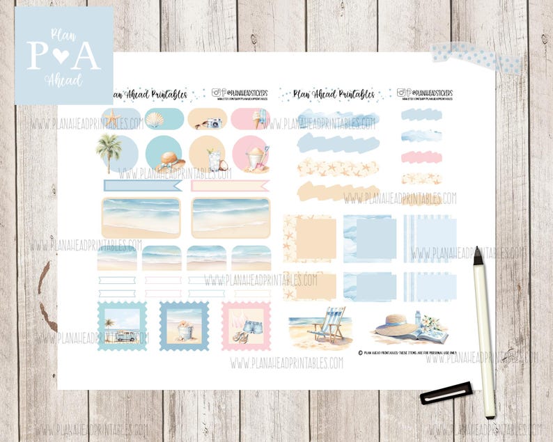Coastal Calm PRINTABLE the Extras Planner Kit, Bullet Journaling Happy ...