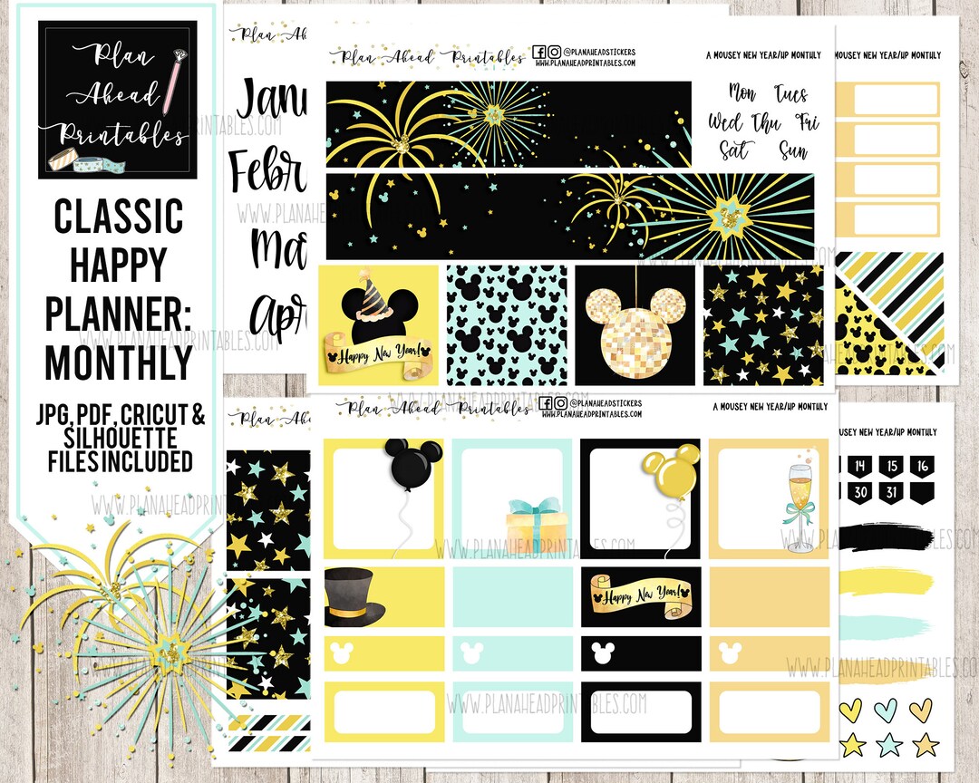 Happy Planner Printable Sticker Classic Monthly Kit Mousey - Etsy Australia