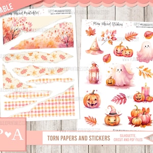 Beautifall STAMPABILE Adesivi di carta strappata e fogliame, Bullet Journaling Happy Planner Erin Condren A5 Hobonichi Cousin Fall Autumn