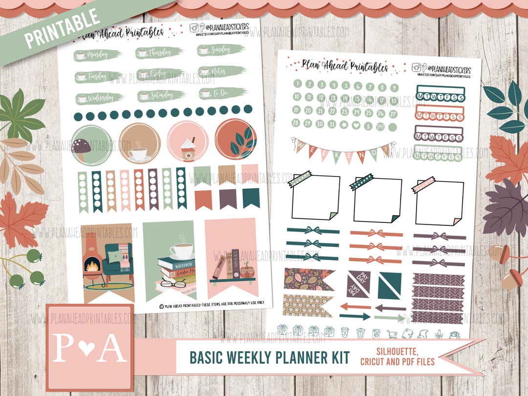 Sweater Weather PRINTABLE Basic Weekly Planner Kit, Bullet Journaling ...