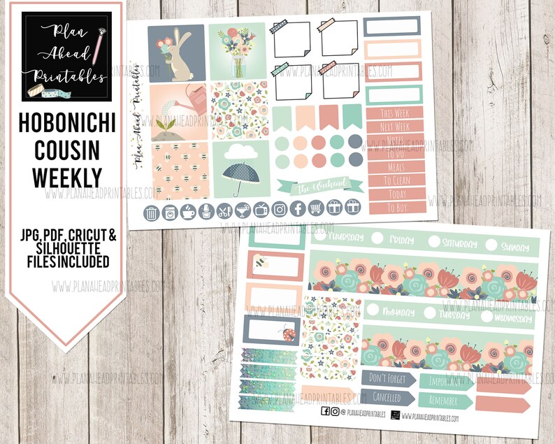 HOBONICHI COUSIN WEEKLY Printable Sticker Kit Hello Spring | Etsy