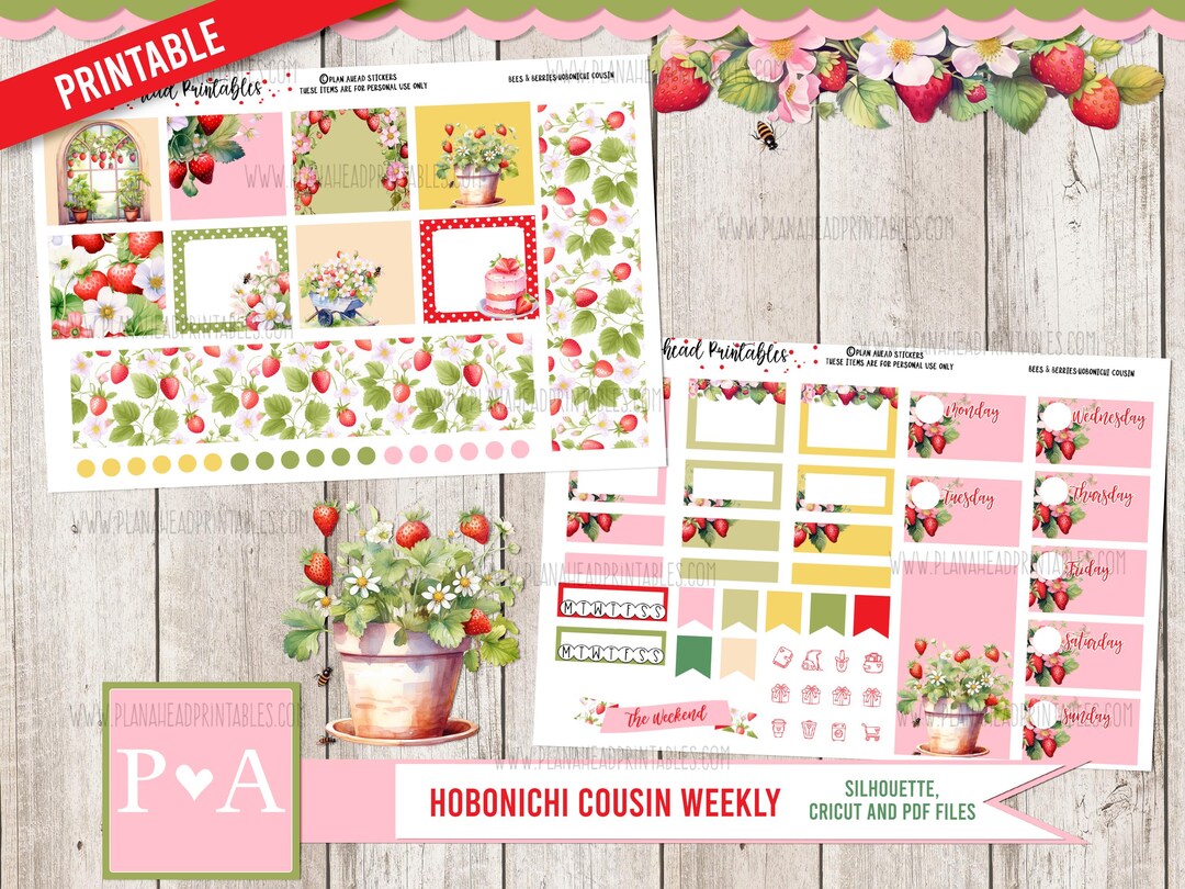 Bees N Berries PRINTABLE Hobonichi Cousin Weekly Planner Sticker Kit ...