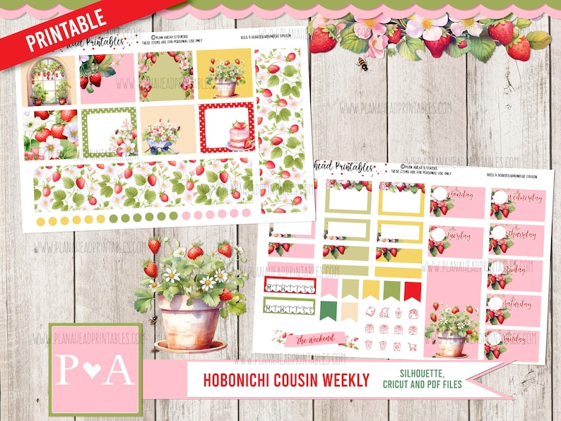 Bees N Berries PRINTABLE Hobonichi Cousin Weekly Planner Sticker Kit ...