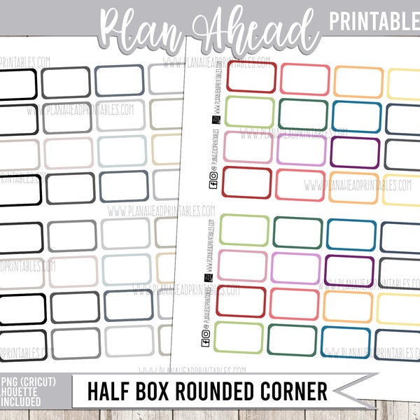 PRINTABLE Half Box Planner Stickers Multi and Neutral Colors, 1.5 Inch Happy Planner Erin Condren