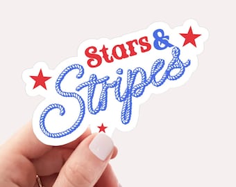Stars & Stripes USA Vinyl Water Bottle Sticker, Patriotic Red And Blue Sticker, 4th Of July Sticker
