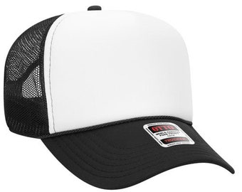 Otto Black and White Foam Trucker Hat Wholesale, DIY Add Your Own Iron On Patches