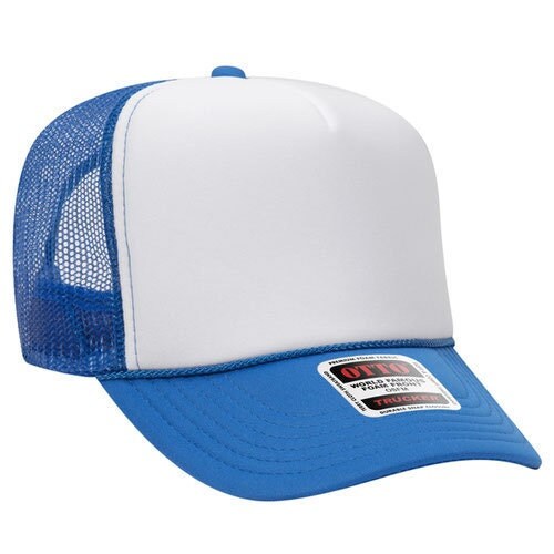 Otto Neon Blue White Foam Trucker Hat Wholesale, DIY Add  display picture 1