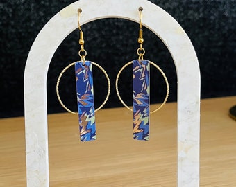 Boucles d’oreilles géométriques doré, bleu, vert