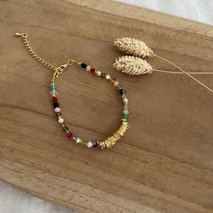 18K Gold Strap and Multicolored Glass Beads