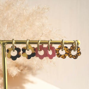 Flower Hoop Earrings - Stainless Steel and Acrylic Flower