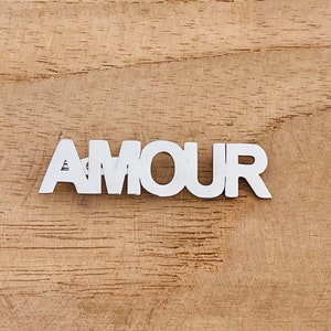 Stainless steel brooch Amour, Kiss, Love AMOUR