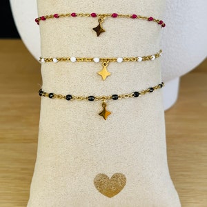 Thin minimalist bracelet in gold stainless steel with small star image 2