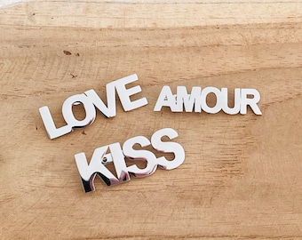 Broche en acier inoxydable Amour, Kiss, Love