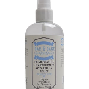 OAK & SAGE Homeopathic Acid Reflux And Heartburn Relief - Topical - Unscented - 8oz - 100% Herbs, No Chemicals