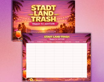 Stadt Land Trash – Partyspiel für Mädelsabend | JGA Spiel | Reality TV Spiel | Girls Night Spiel | Lustiges Spiel PDF Download