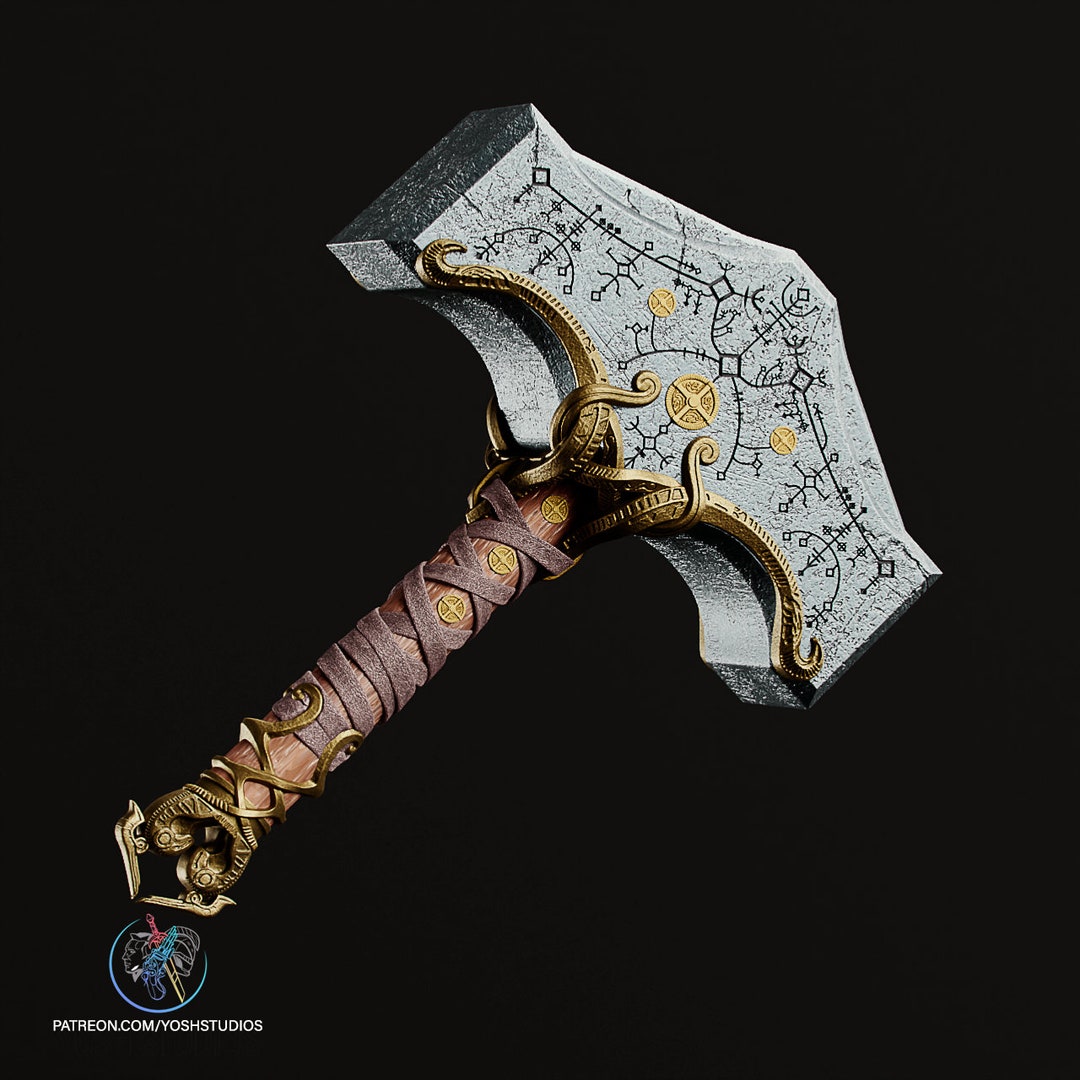 GOD OF WAR THOR HAMMER STL 3MF 3D PRINTING FILE LED COMPATIBLE 3D