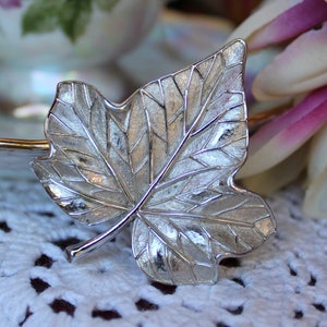Signed Trifari Silver Tone Maple Leaf Brooch / Vintage Brooch / Jewelry Gift / Large Maple Leaf Brooch