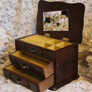 VNTG Musical Wood Jewelry Chest/70'S "The Way We Were" Musical Jewelry Box With Drawers Gift/Jewelry Dresser Top Organizer/Trinket Box Gift