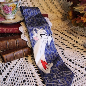 Tasmanian Devil Tie, Vintage Blue, Silver, White, Silk Loony Tunes Tasmanian Devil Neckwear Tie by Balancine, Crazy Tie Gift, Men&#39;s Neckties