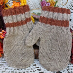 Kids VNTG Wool Gloves/70&#39;s Children&#39;s Brown Wool Knit Mittens Gift/Wool Knit Mitts/70&#39;S Children&#39;s Winter Accessories/Kids Wool Gloves Gift