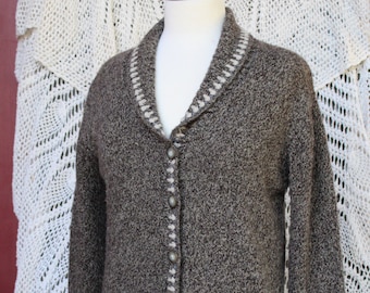 Ladies Woolrich Button Cardigan Sweater / Earthy Tones Warm Wool Sweater / Fall, Winter Button Closure Brown / Cream Wool Sweater Size Small