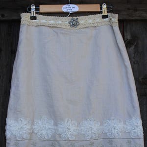 Women&#39;s 100% Linen Shabby Chic Skirt - Size 8