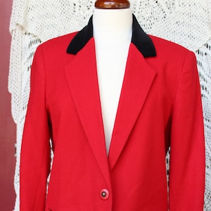 Giacca da donna in lana rossa anni &#39;80, giacca da abito in lana foderata, carriera professionale, segretarie, giacca da abito da ufficio accademica - 6P