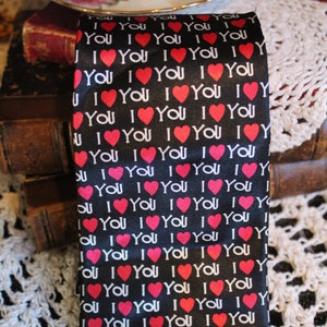 Specialty &quot;I Love You&quot; Neck Tie / Vintage Valentine&#39;s Day Tie / Sexy Black, Red, White Men&#39;s Neckwear / Cosplay Tie / Wedding Neckwear