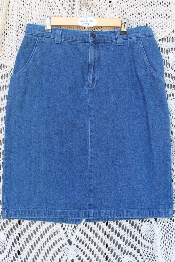 Ladies Short Denim Pencil Skirt, Vintage Kneel Le… - image 1