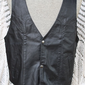 Heren Vintage zwart lederen motorvest / western vest - maat 46