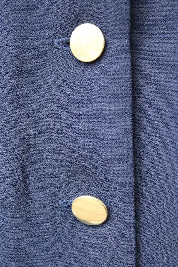 Ladies Vintage 1980's Dark Navy Blue Brass Button… - image 3