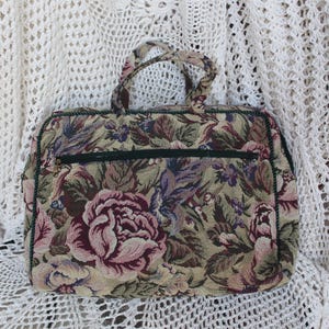 Bolso de mano con tapiz VNTG, regalo/bolso grande con asa superior con tapiz de los años 90, regalo/bolso pequeño con tapiz de rosas victoriano, accesorio para bolso de mano