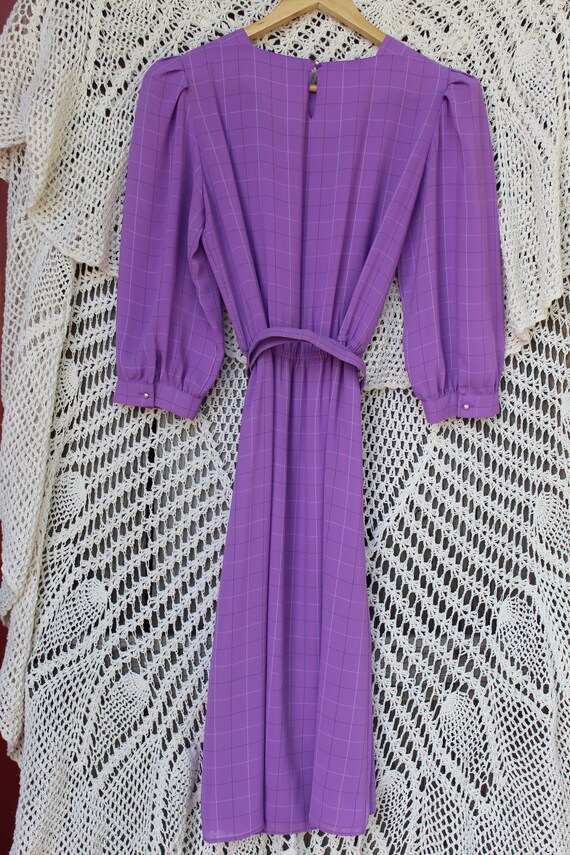 Ladies 80's Lavender Secretaries Dress, Purple Po… - image 10