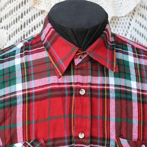 Men&#39;s Vintage Handsome Red Acrylic Flannel, Campus Flannel, Work Flannel, Preppy Flannel, Academia Clothing - Size L