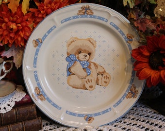 Tienshan Stoneware Country Bear Large Platter / Replacement Tienshan Stoneware Teddy Bear Platter / 80&#39;s Large Bear Plate / Platter