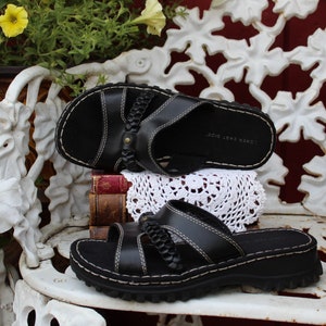 Ladies 90 s Y2K Vegan Black Chunky Strappy Padded Platform Sandals Size 7 1 2 Etsy UK