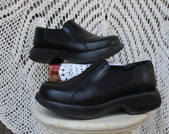 Ladies Comfy Black Platform Slip-On Loafer's