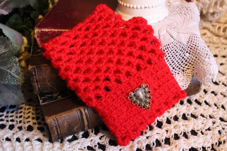 Ladies Boldly Delicate Romantic Hand Crocheted Bright Red Acry Ladies Boldly Delicate Romantic Hand Crocheted Bright Red Acry