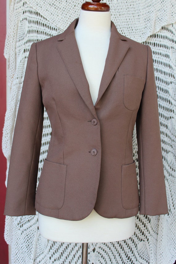 Ladies Brown Suit Jacket Blazer Vintage Wear Office Secretaries Clothing Fitted Polyester Uniform Suit Jacket Blazer Ladies Petite Size 10 Etsy Canada