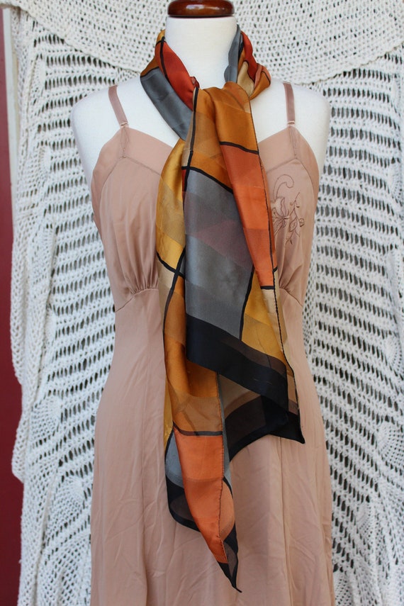 Bold, Colorful Colorblock Oblong Head, Neck Scarf… - image 1