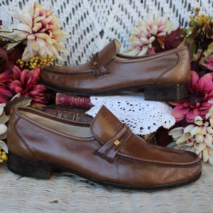 Zapatos de vestir Nunn Bush para hombres / Zapatos deslizantes de cuero marrón de calidad de los años 80 / Zapatos de oficina con clase de botas de latón Tamaño 9 1/2 m imagen 9