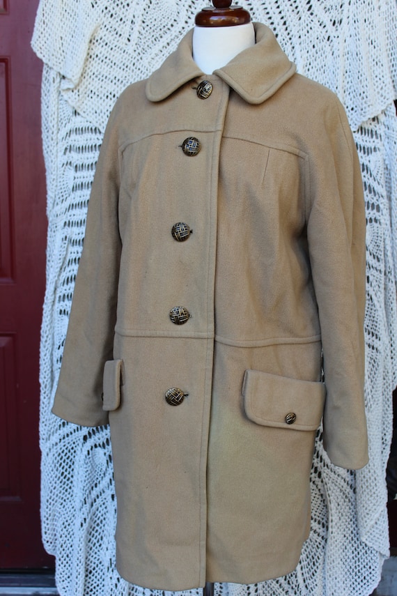 Ladies Camel Colored Wool Coat, VINTG Wool Projec… - image 2