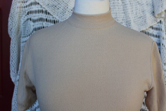 Ladies Light Beige Mock Turtleneck Shirt, VINTG N… - image 2