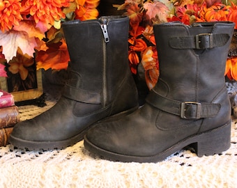 Ladies Y2K Grunge / Punk / Biker Boot / Black Leather