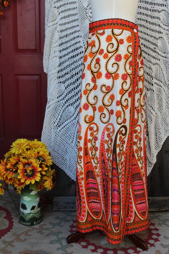 Ladies 70's Alex Coleman Flower Power Skirt, VINT… - image 4