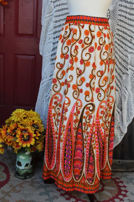 Ladies 70's Alex Coleman Flower Power Skirt, VINT… - image 5