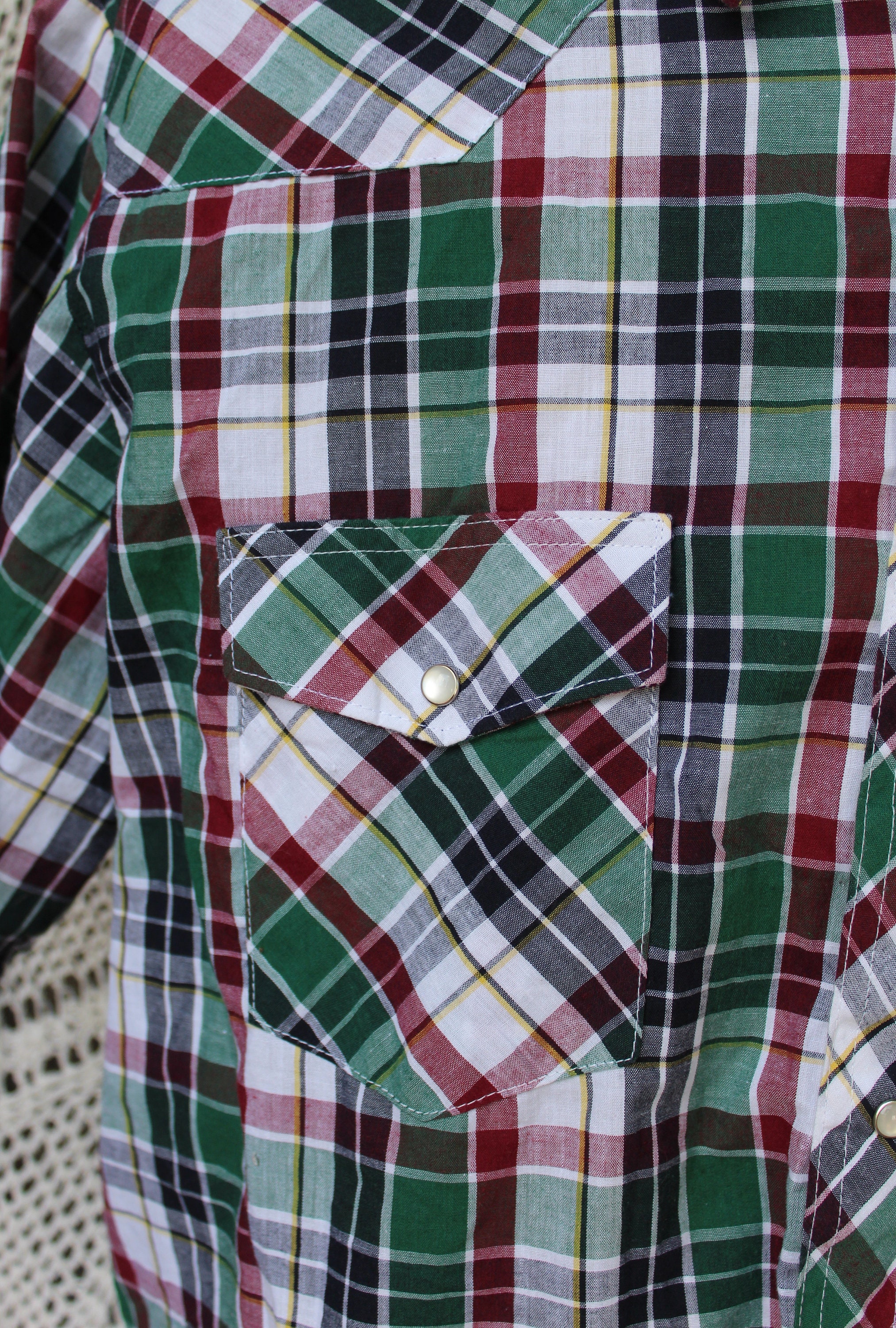 Chemise Wrangler Western Homme – 2XT, Manches Courtes, Carreaux Rouge/blanc, Coton, Très Bon état
