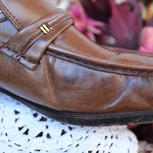 Zapatos de vestir Nunn Bush para hombres / Zapatos deslizantes de cuero marrón de calidad de los años 80 / Zapatos de oficina con clase de botas de latón Tamaño 9 1/2 m imagen 6