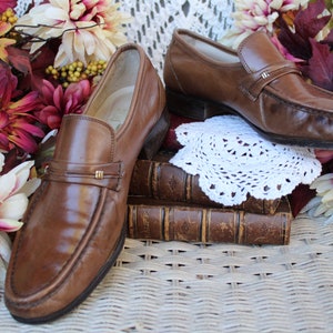 Zapatos de vestir Nunn Bush para hombres / Zapatos deslizantes de cuero marrón de calidad de los años 80 / Zapatos de oficina con clase de botas de latón Tamaño 9 1/2 m imagen 3