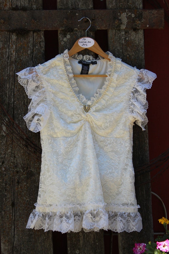 Ladies Upcycled Romanticly Victorian Creamy Ivory Lace & Pearl - Etsy